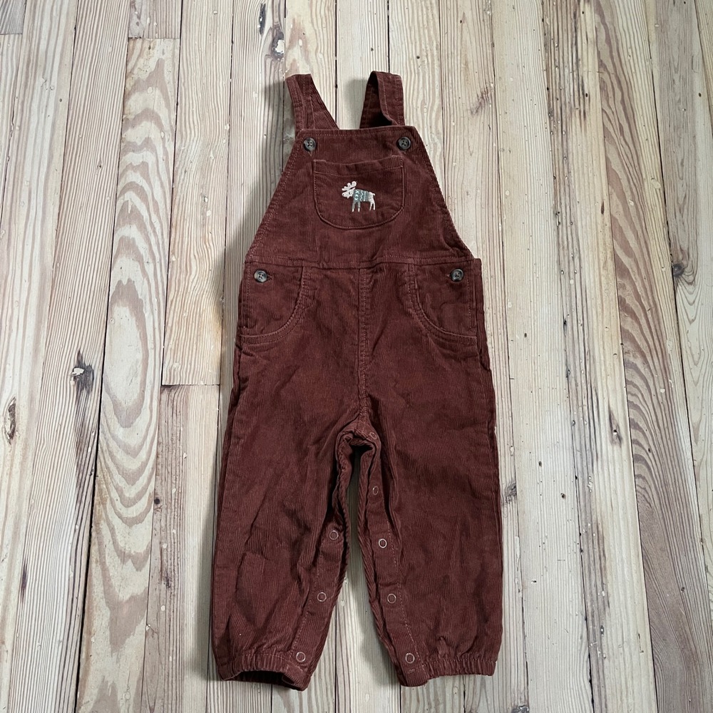 Carters Just One You Baby Boys‎ Rust Brown Corduroy Moose Overalls boho 18M